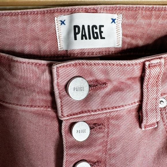 Paige Jeans Cindy High Rise Straight Ankle Exposed Button Fly Soft Rose Size 27 - Picture 5 of 10